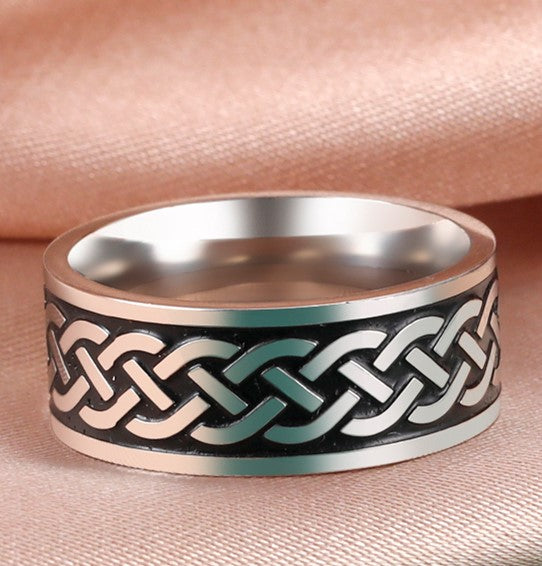 Celtic Band Ring Black & Steel
