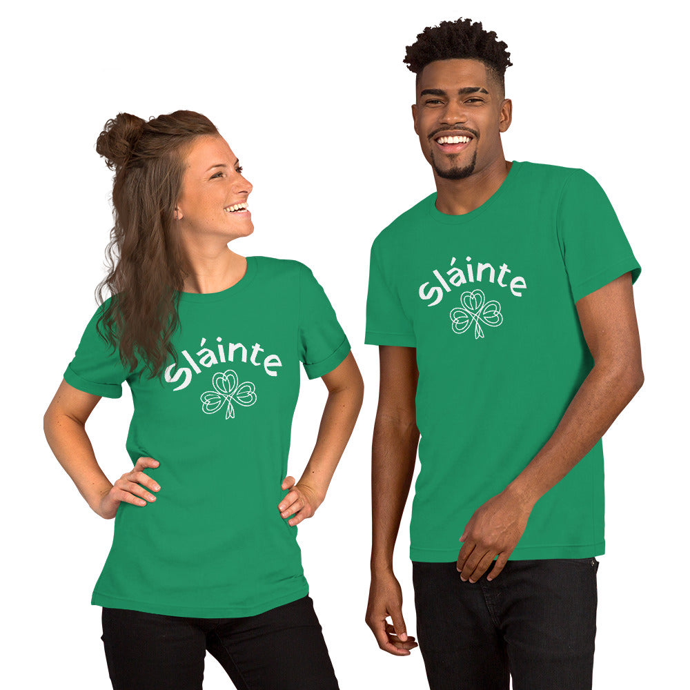 Sláinte White Shamrock Unisex T-shirt