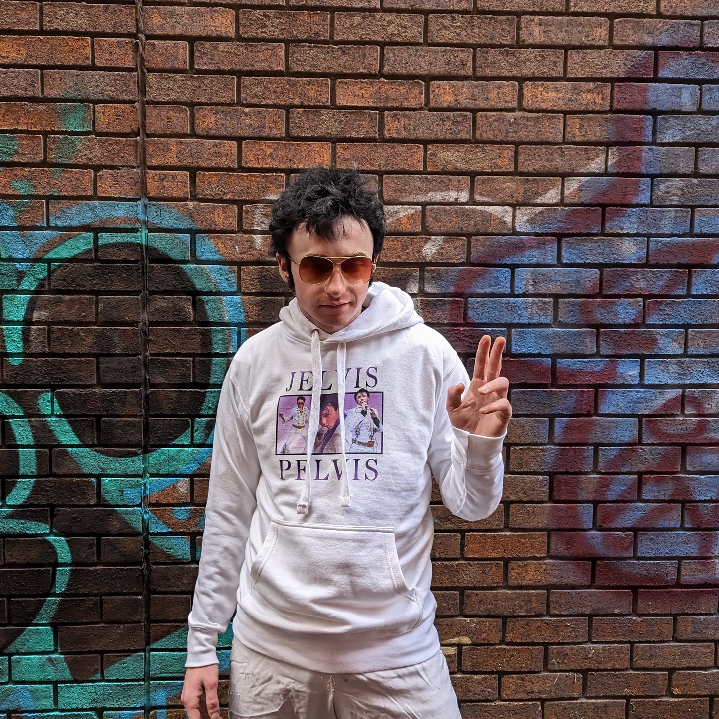 Jelvis Pelvis Unisex Hoodie (White)