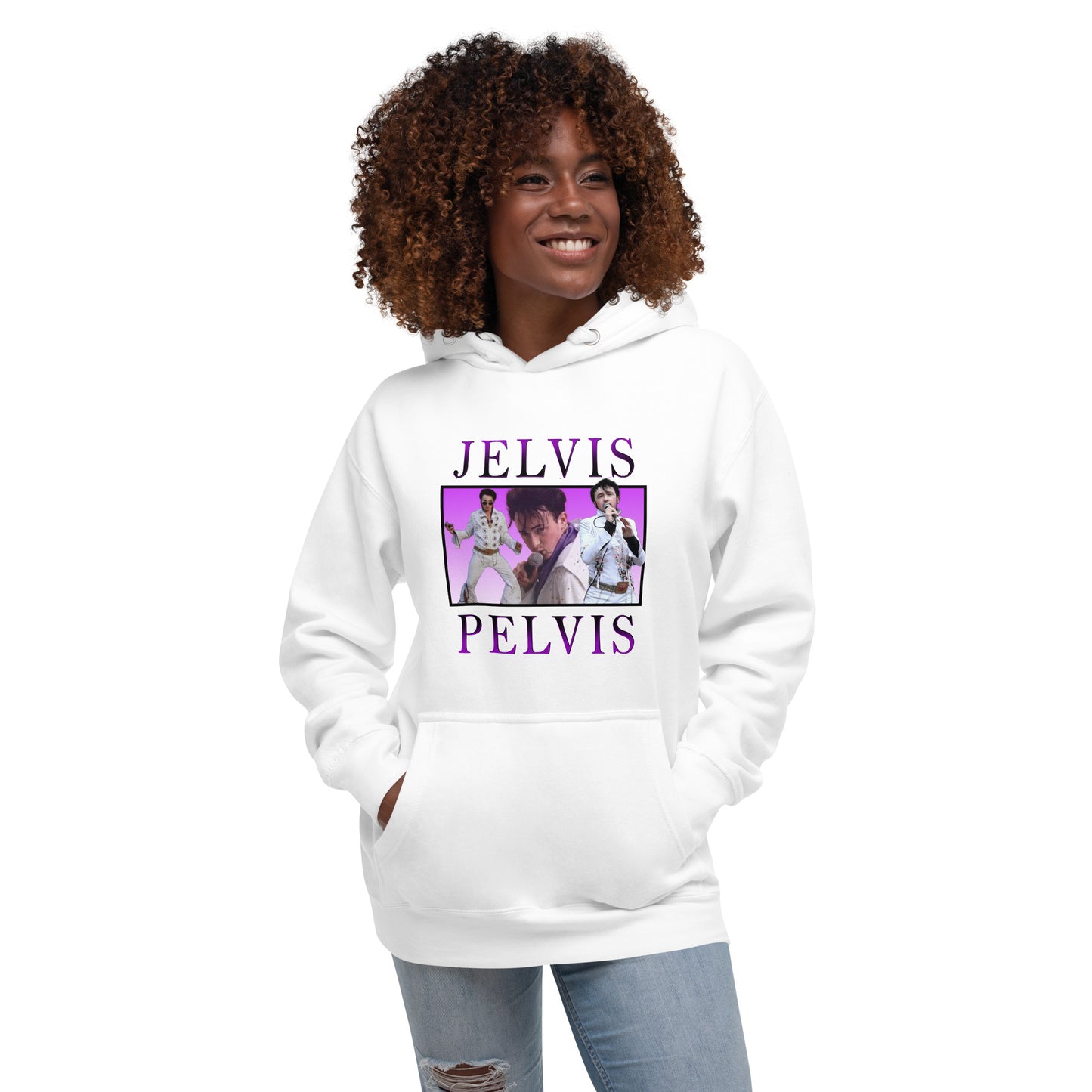 Jelvis Pelvis Unisex Hoodie (White)