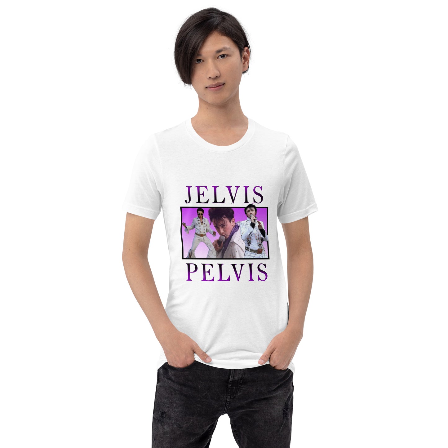 Jelvis Pelvis Unisex T-shirt (White)