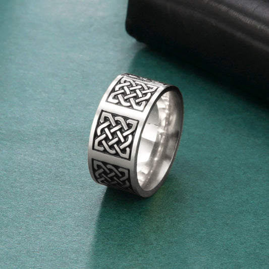 Celtic Knot Viking Ring Black&Silver