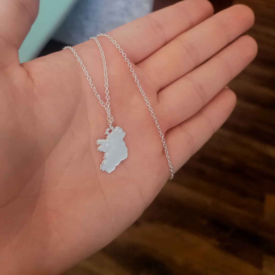 Silver Plated Map of Ireland Pendant Necklace