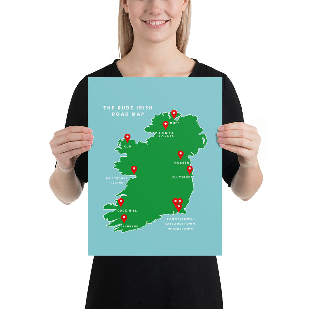 Rude Maps Rude Irish Road Map (Print) – Meanwhile In Ireland Shop