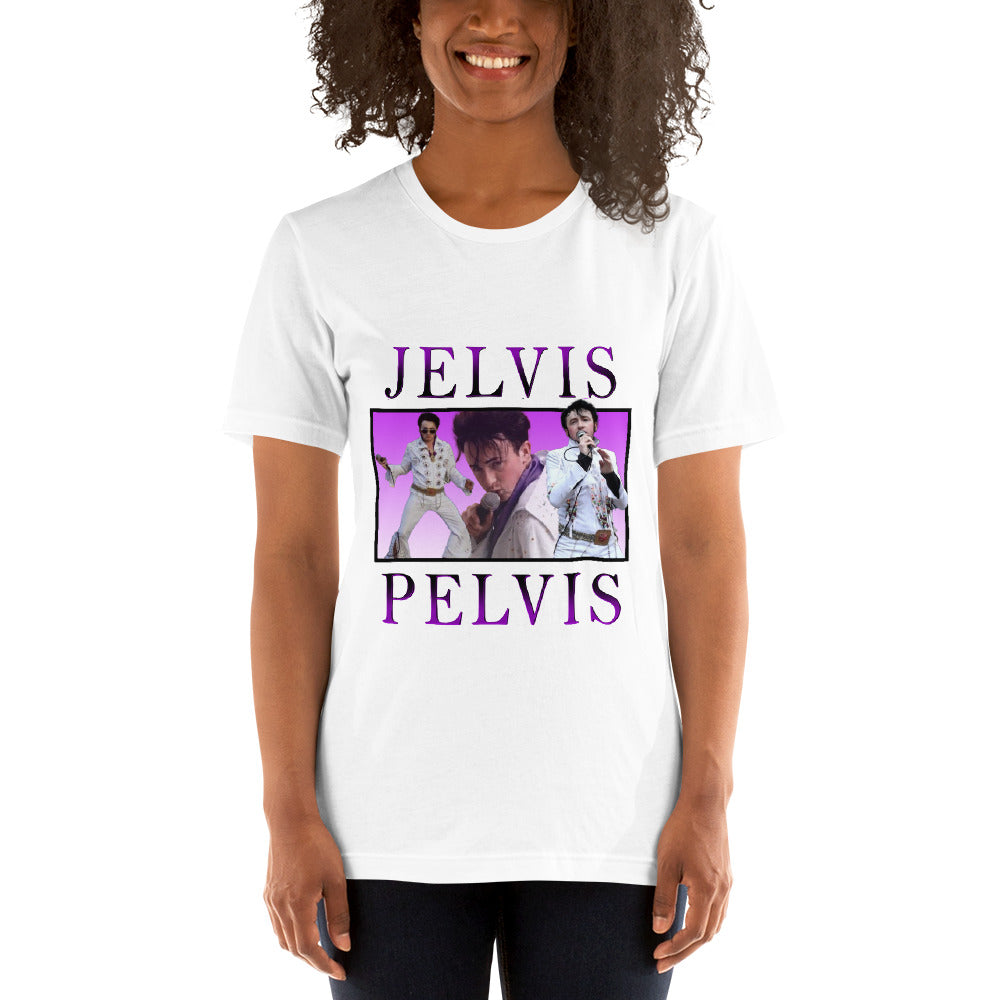 Jelvis Pelvis Unisex T-shirt (White)